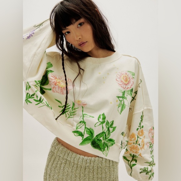 Free People Tops - Free People Gaia Floral Sweatshirt